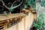 Cedar and bamboo fence